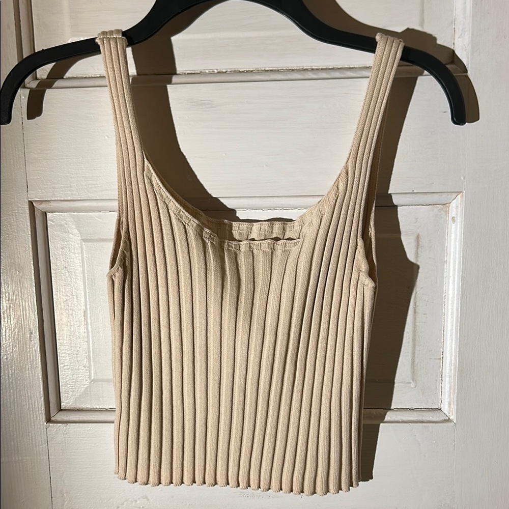 Beige Ribbed Tank Top - Picture 2 of 2